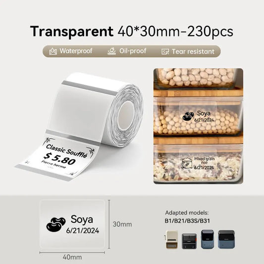 Clear Label Tape for B1, B21, B3S, B31, B4
